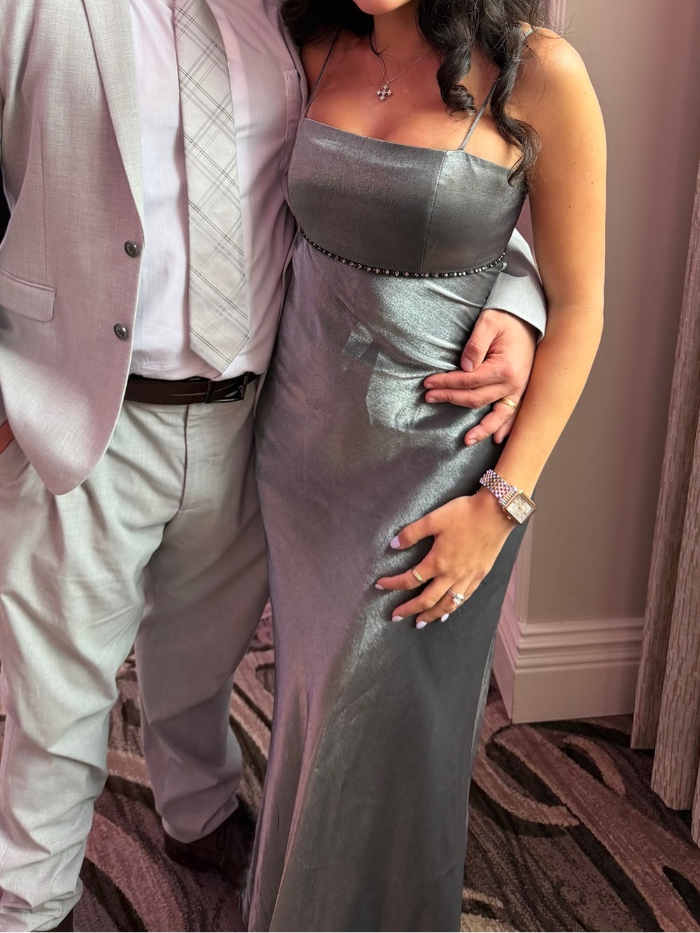 Sparkling Navy Beaded Evening Gown